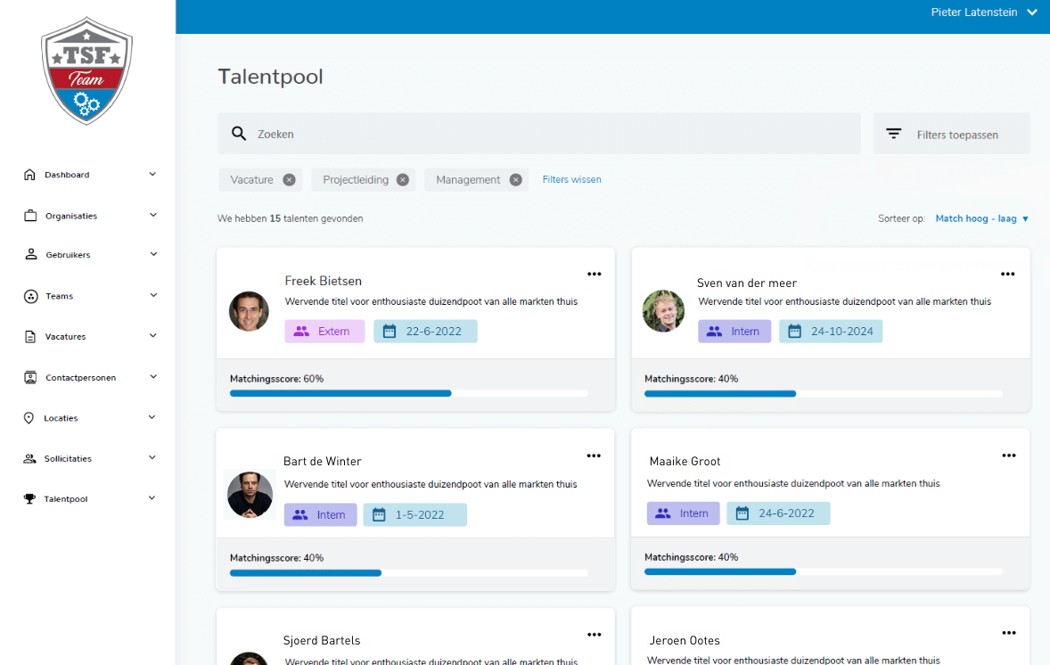 TSF recruitmentsysteem - Talentpool